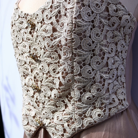 VINTAGE Speed Fashion Embroidered Formal Vest Dress, Boho, Satin, Cream, Medium - Picture 6 of 13